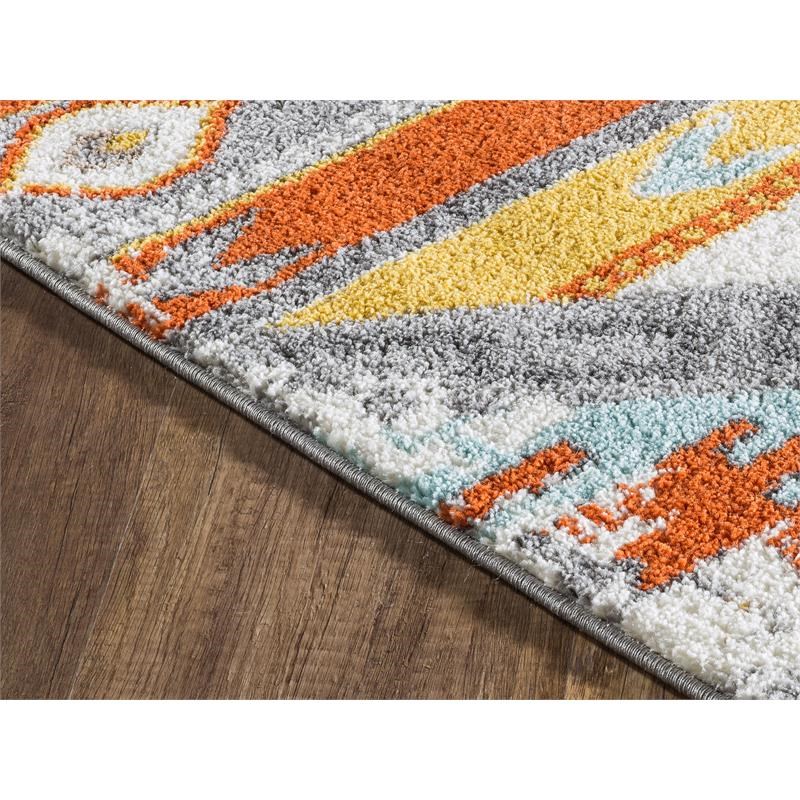 L'Baiet Ava Orange Multicolored Distressed Boho 8' x 10' Fabric Area Rug
