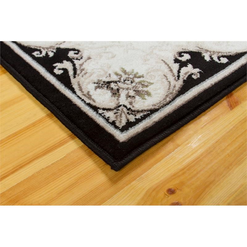 L'Baiet Anya Traditional Black Oriental 5' x 7' Fabric Area Rug