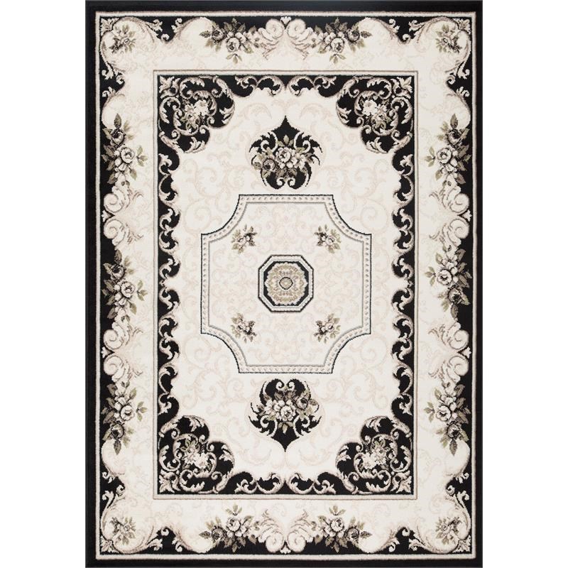 L'Baiet Anya Traditional Black Oriental 5' x 7' Fabric Area Rug