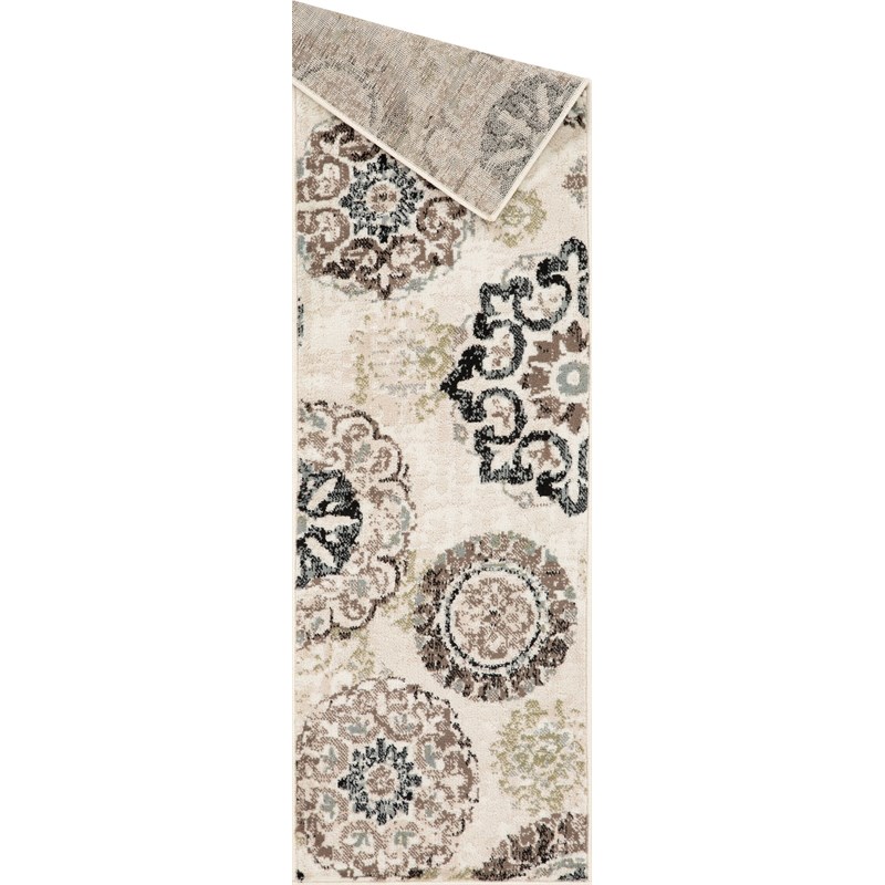 L'Baiet Katie Contemporary Beige Floral Mid-Century 4' x 6' Fabric Area Rug