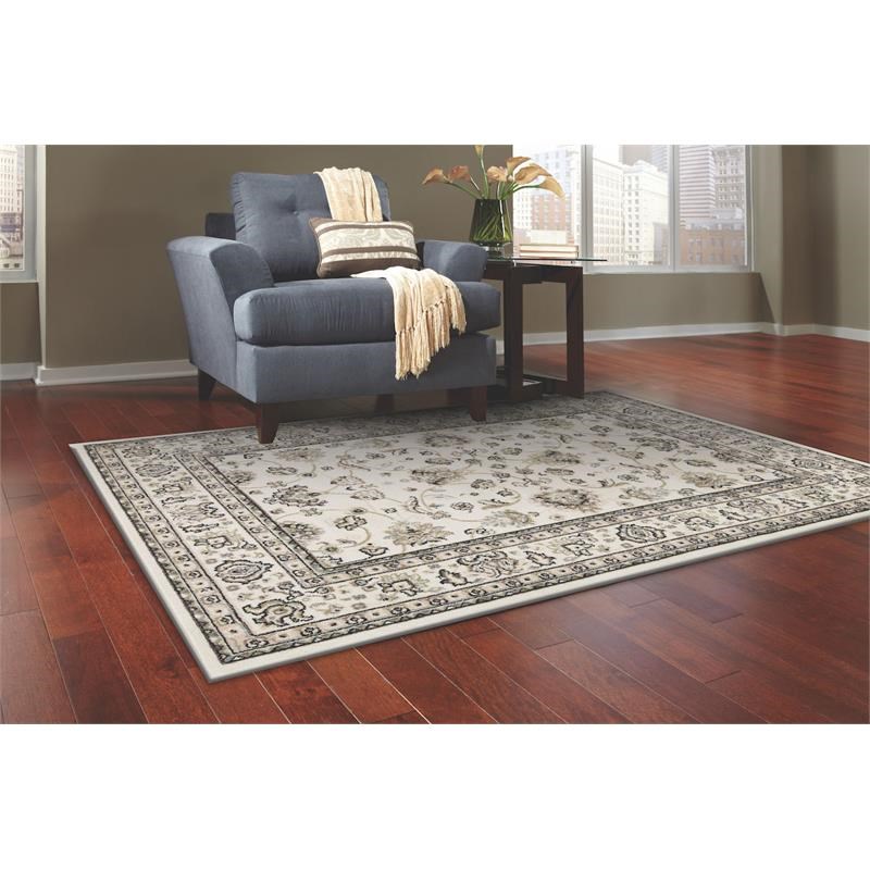L'Baiet Fiona Floral Traditional Beige Oriental 2' x 6' Fabric Runner Rug