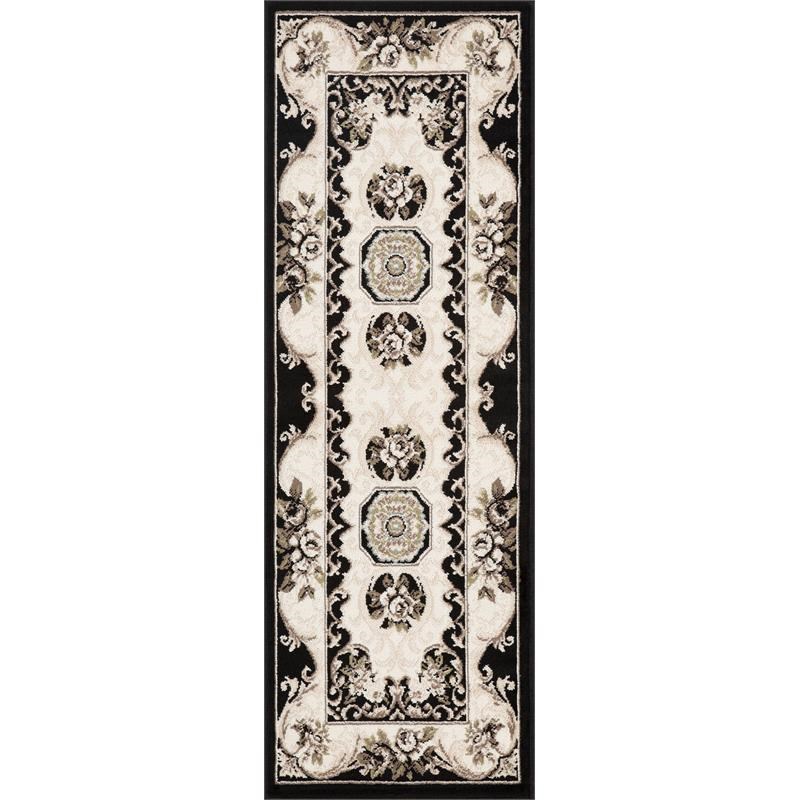 L'Baiet Anya Traditional Black Oriental 2' x 6' Fabric Runner Rug
