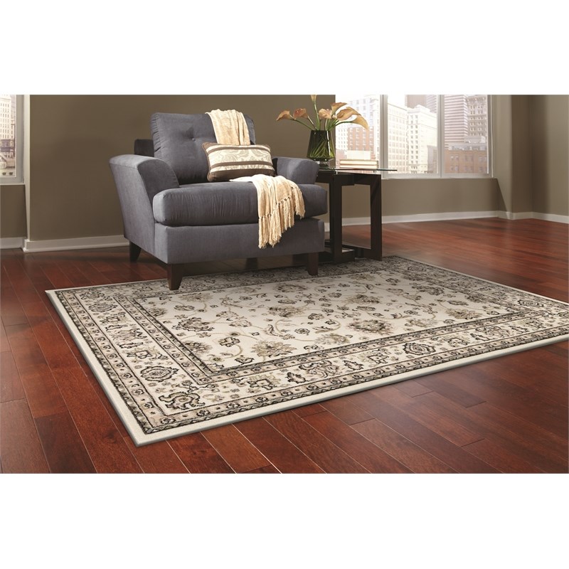 L'Baiet Fiona Floral Traditional Beige Oriental 4' x 6' Fabric Area Rug