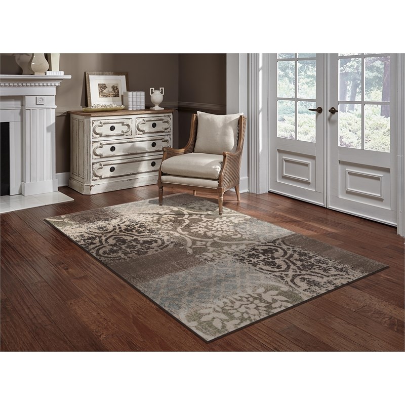 L'Baiet Chrissy Contemporary Brown Distressed 5' x 7' Fabric Fabric Area Rug