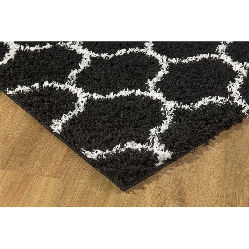 L'Baiet Caylee Cozy Black Modern Plush Soft Shag 2' x 3' Fabric Area Rug
