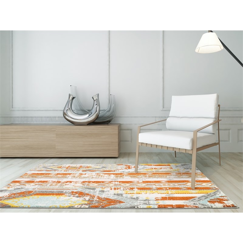 L'Baiet Ava Orange Multicolored Distressed Boho 2' x 6' Fabric Runner