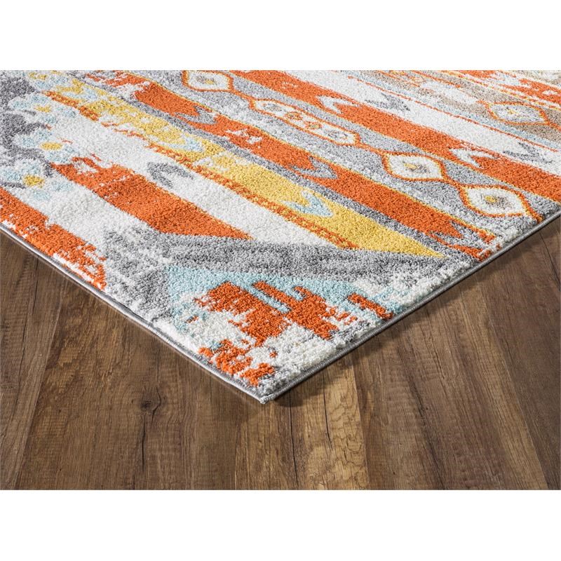 L'Baiet Ava Orange Multicolored Distressed Boho 2' x 3' Fabric Area Rug