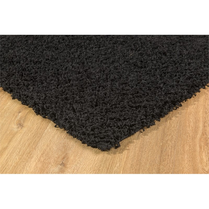 L'Baiet Alora Cozy Solid Black Modern Plush Soft Shag 2' x 3' Fabric Area Rug