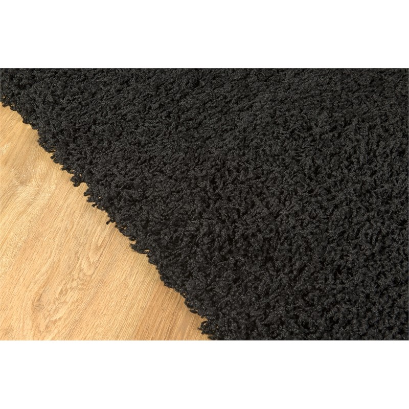L'Baiet Alora Cozy Solid Black Modern Plush Soft Shag 5' x 7' Fabric Area Rug