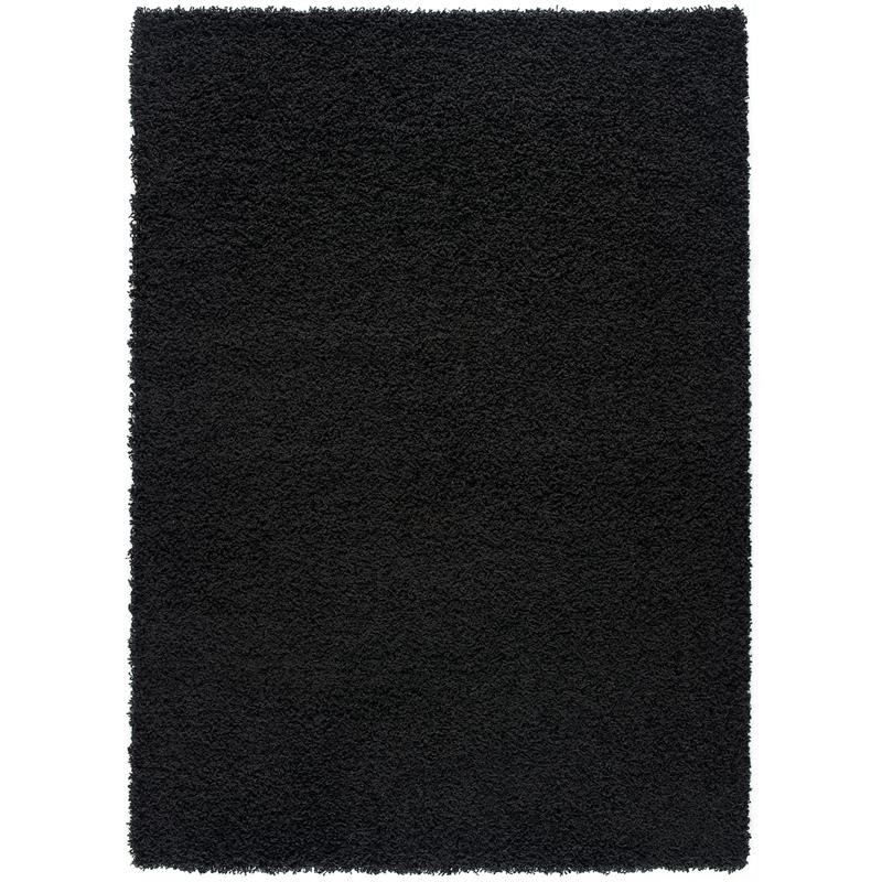 L'Baiet Alora Cozy Solid Black Modern Plush Soft Shag 8' x 10' Fabric Area Rug