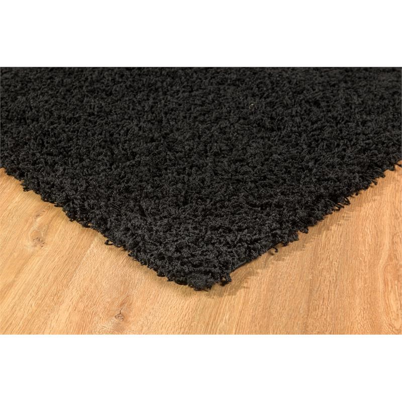L'Baiet Alora Cozy Solid Black Modern Plush Soft Shag 2' x 6' Fabric Runner Rug