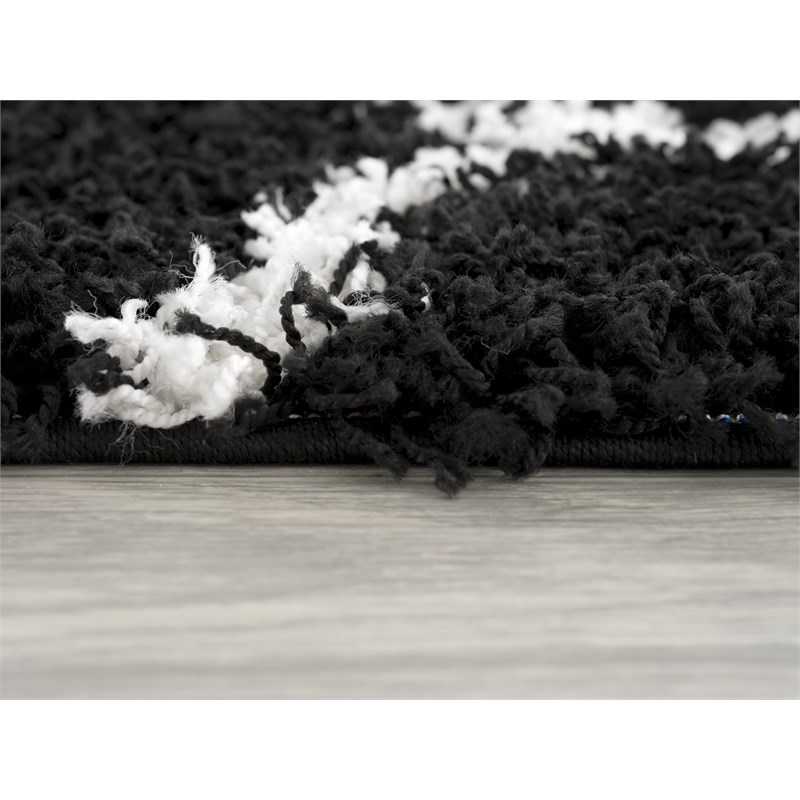 L'Baiet Caylee Cozy Black Modern Plush Soft Shag 2' x 6' Fabric Runner Rug