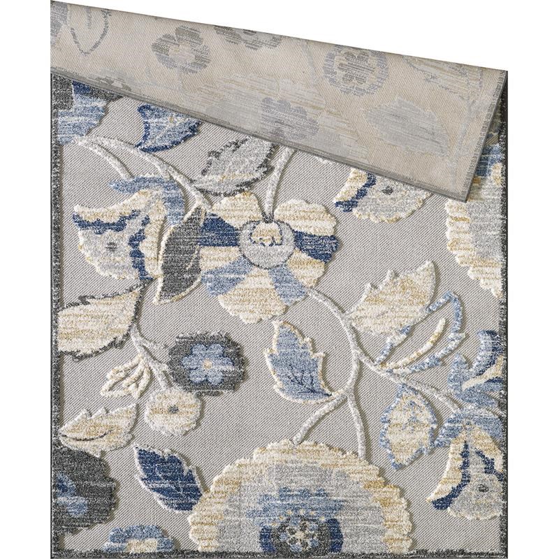 L'Baiet Nadia 3D Blue Hi-Low Floral 4' x 6' Fabric Area Rug
