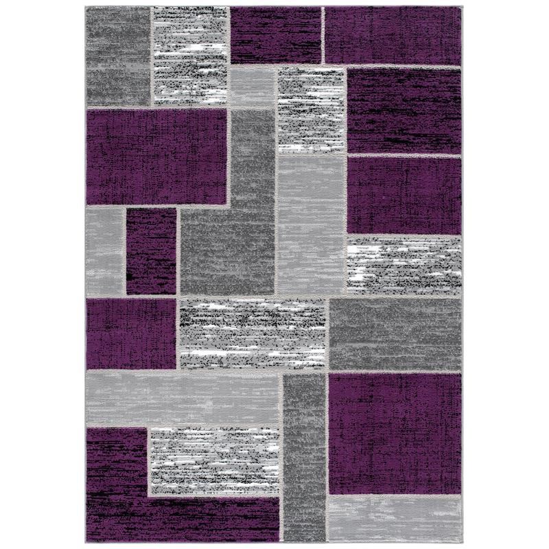 L'Baiet Verena Indoor Purple Brick Geometric 5' x 7' Fabric Area Rug