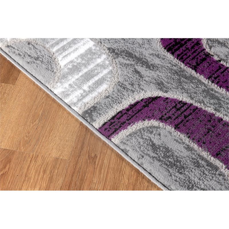 L'Baiet Emberly Ring Purple Geometric 5' x 7' Fabric Area Rug