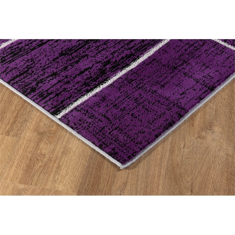 L'Baiet Verena Indoor Purple Brick Geometric 2' x 6' Fabric Runner Rug