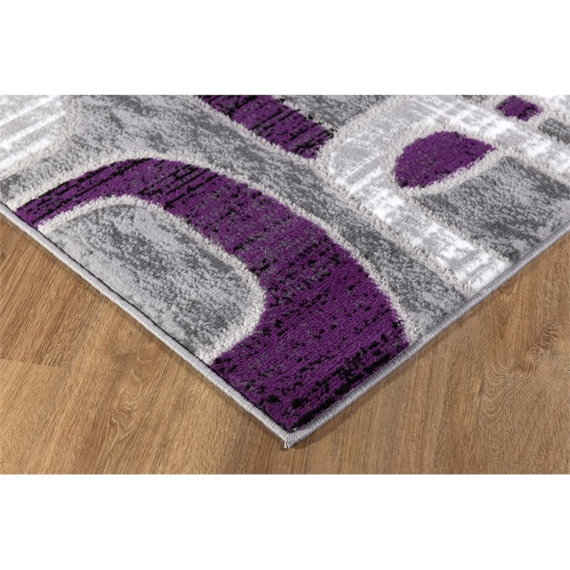 L'Baiet Emberly Ring Purple Geometric 4' x 6' Fabric Area Rug