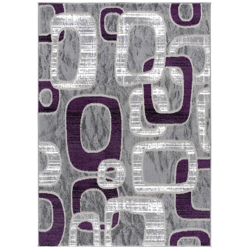 L'Baiet Emberly Ring Purple Geometric 4' x 6' Fabric Area Rug