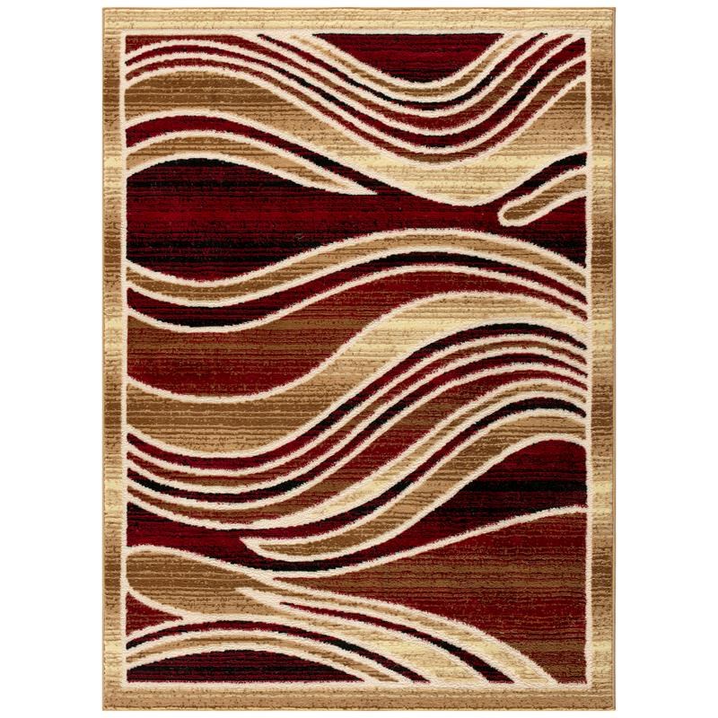 L'Baiet Nova Wave Brown Layer Graphic 2' x 6' Fabric Runner Rug