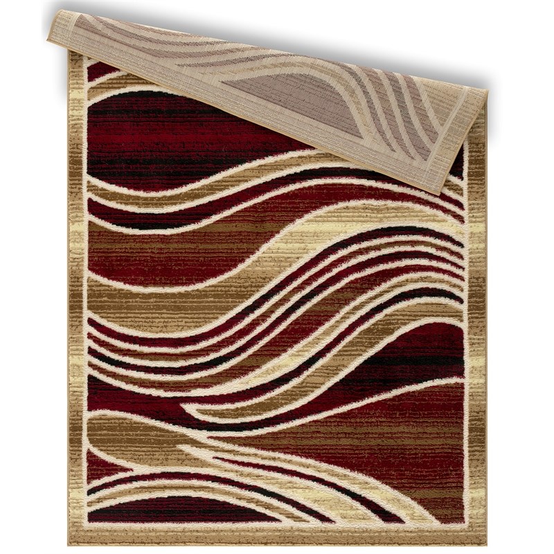 L'Baiet Nova Wave Brown Graphic 5' x 7' Fabric Area Rug