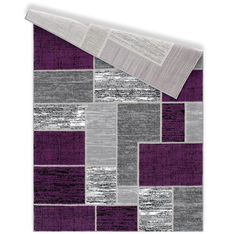L'Baiet Verena Indoor Purple Brick Geometric 4' x 6' Fabric Area Rug