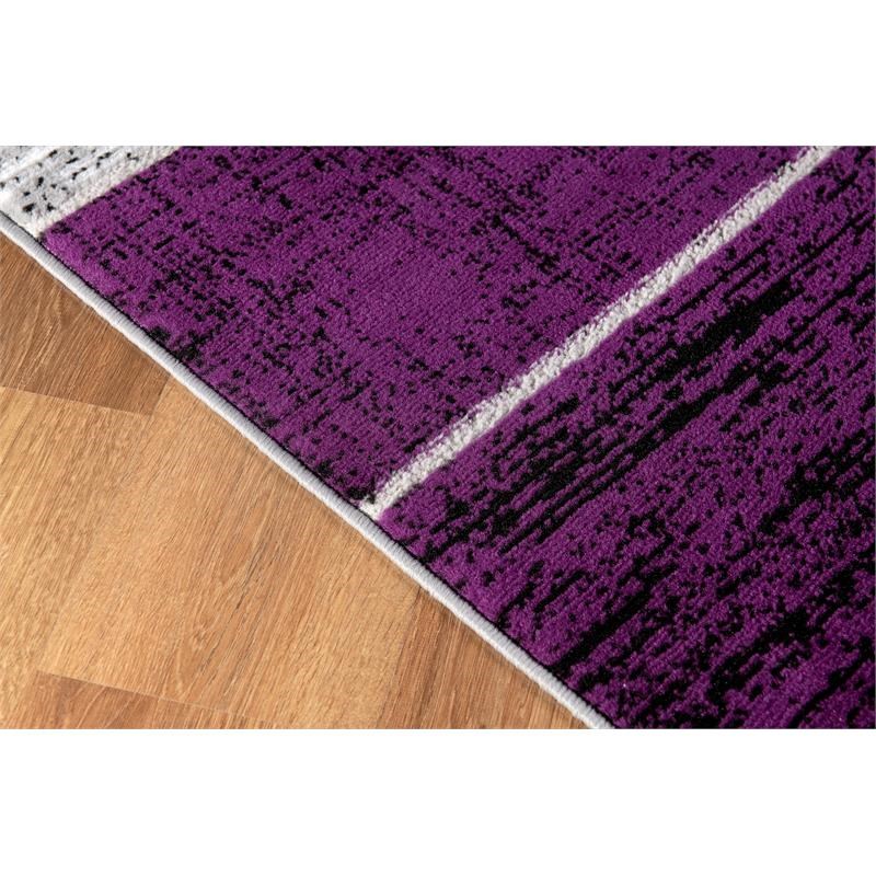 L'Baiet Verena Indoor Purple Brick Geometric 4' x 6' Fabric Area Rug