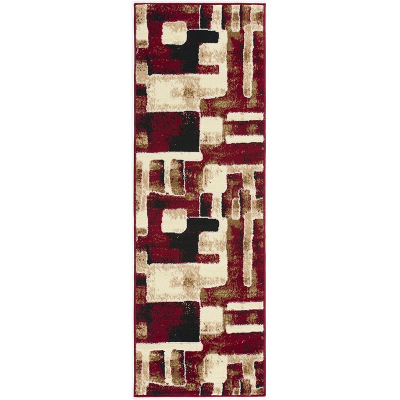 L'Baiet Samara Red Abstract Graphic 5' x 7' Fabric Area Rug