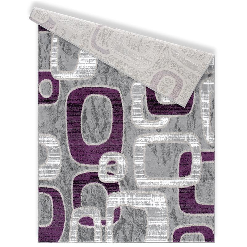 L'Baiet Emberly Ring Purple Geometric 2' x 6' Fabric Runner Rug