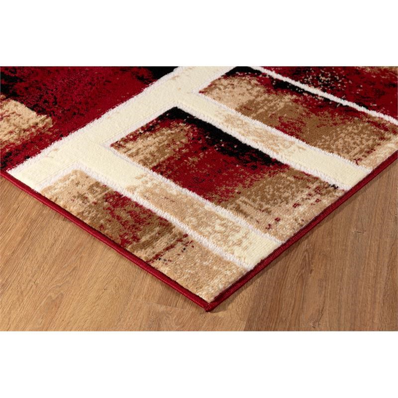 L'Baiet Samara Abstract Red Graphic 4' x 6' Fabric Area Rug