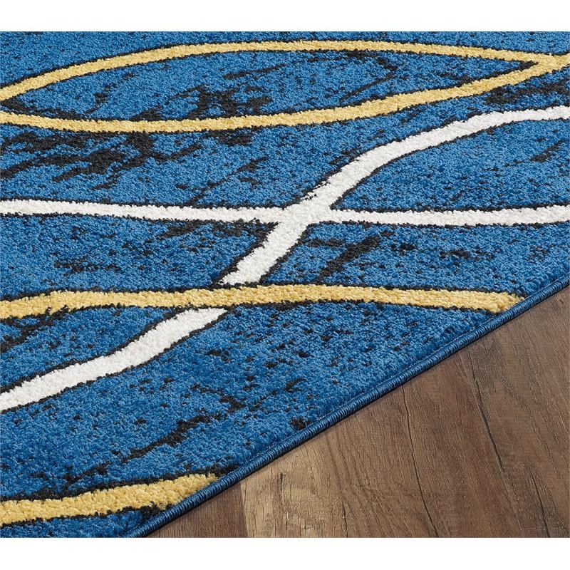 L'Baiet Coco Blue Graphic 4' x 6' Fabric Area Rug