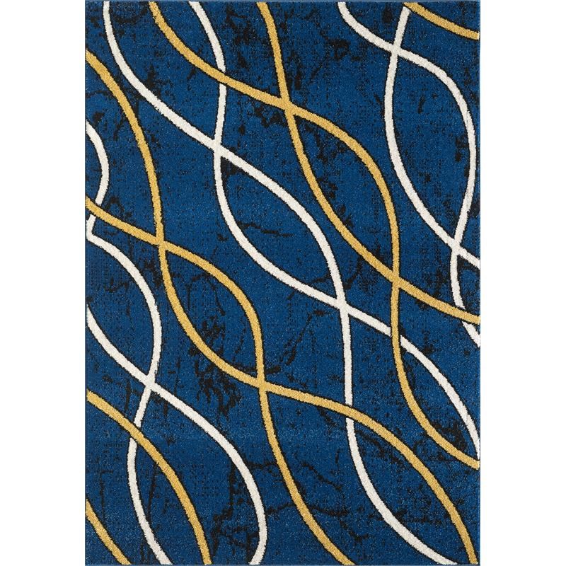 L'Baiet Coco Blue Graphic 5' x 7' Fabric Area Rug