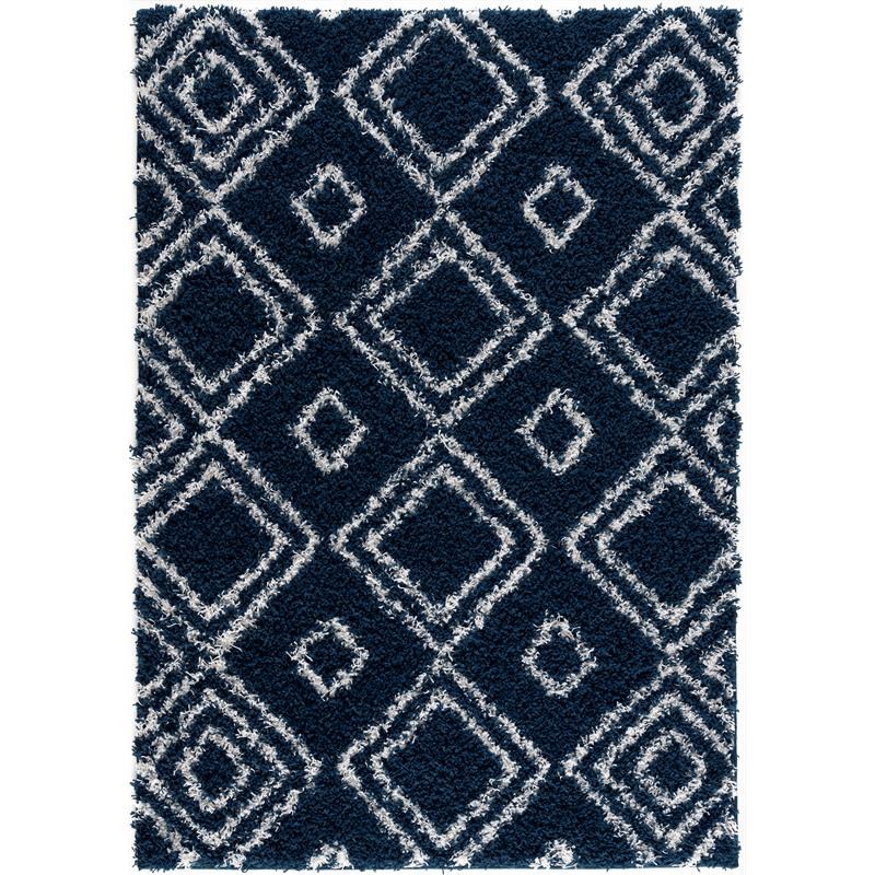 L'Baiet Channa Blue Shag 5' x 7' Fabric Area Rug
