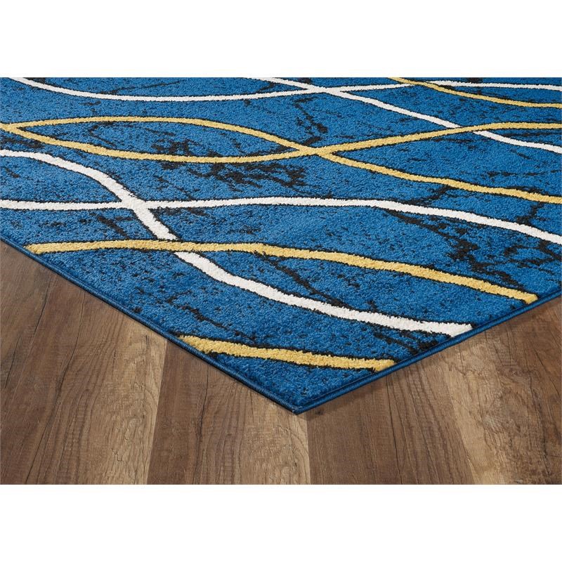 L'Baiet Coco Blue Graphic 2' x 6' Fabric Runner Rug