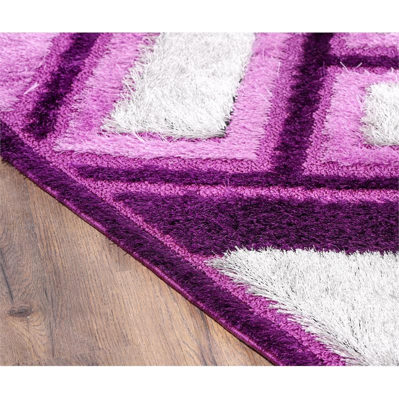 L'Baiet Tillie Purple Shag 8 ft. x 10 ft. Fabric Area Rug