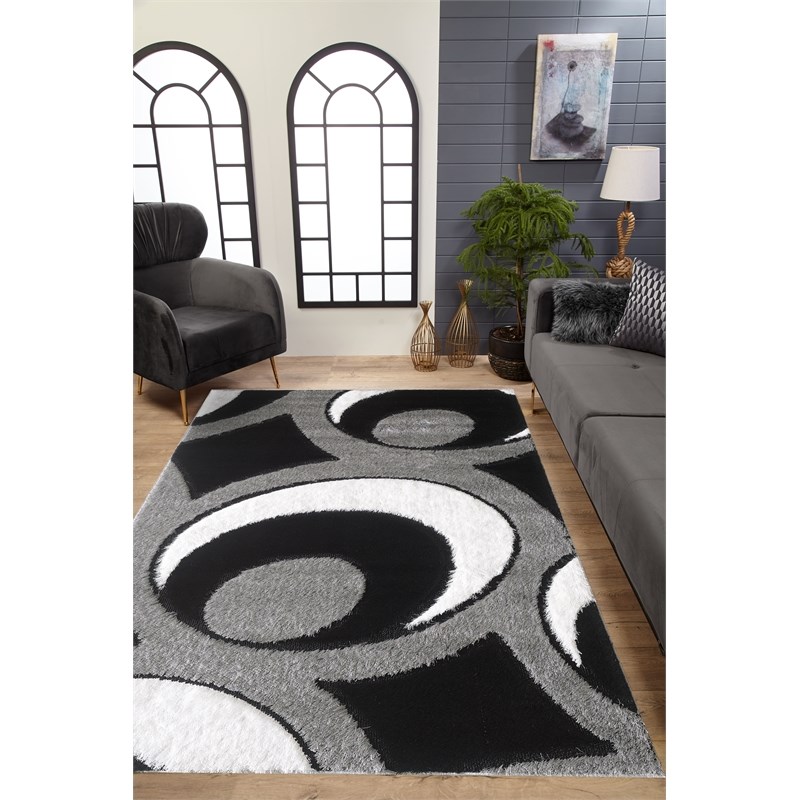 L'Baiet Ruby Gray Shag 2 ft. x 3 ft. Scatter Fabric Area Rug