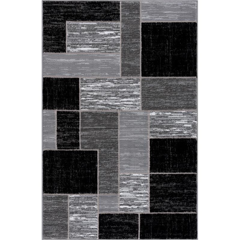 L'Baiet Verena Black Geometric 2 ft. x 3 ft. Fabric Scatter Area Rug