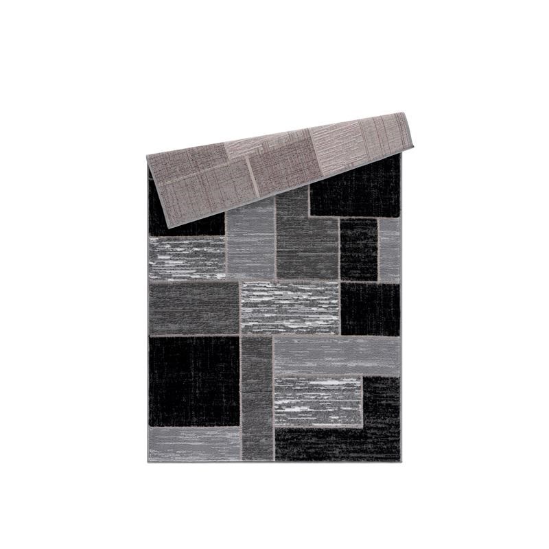 L'Baiet Verena Black Geometric 2 ft. x 6 ft. Fabric Runner Rug