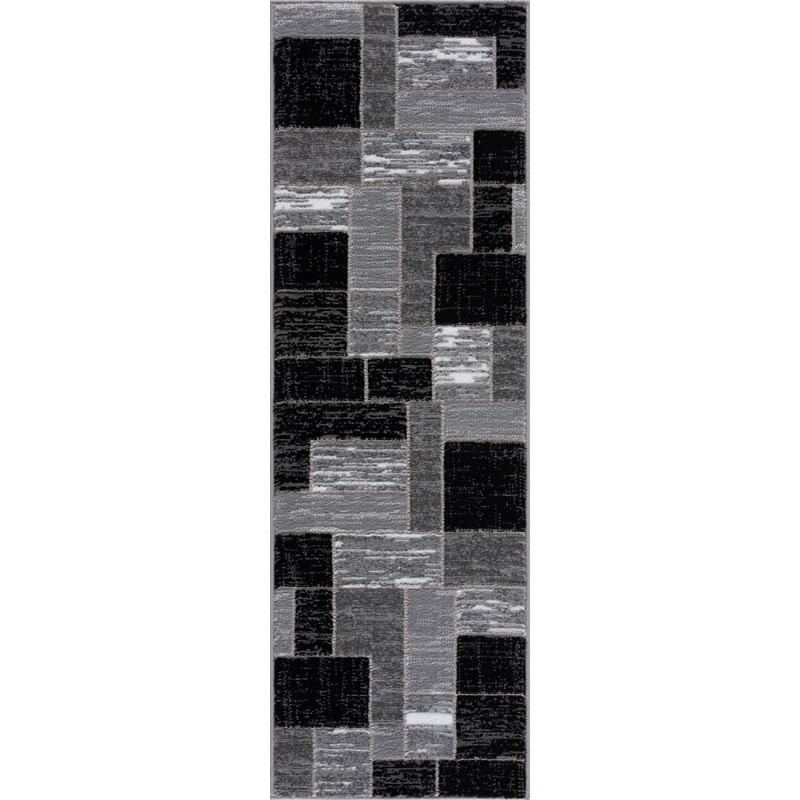 L'Baiet Verena Black Geometric 4 ft. x 6 ft. Fabric Area Rug