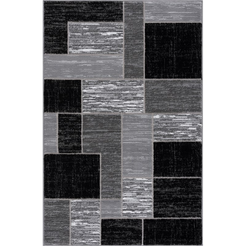 L'Baiet Verena Black Geometric 4 ft. x 6 ft. Fabric Area Rug