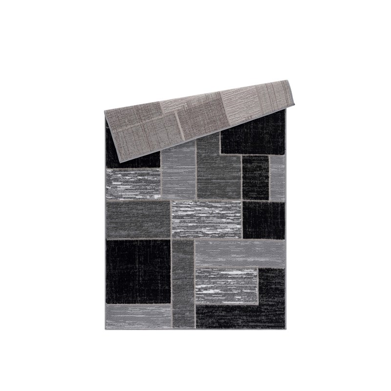 L'Baiet Verena Black Geometric 8 ft. x 10 ft. Fabric Area Rug