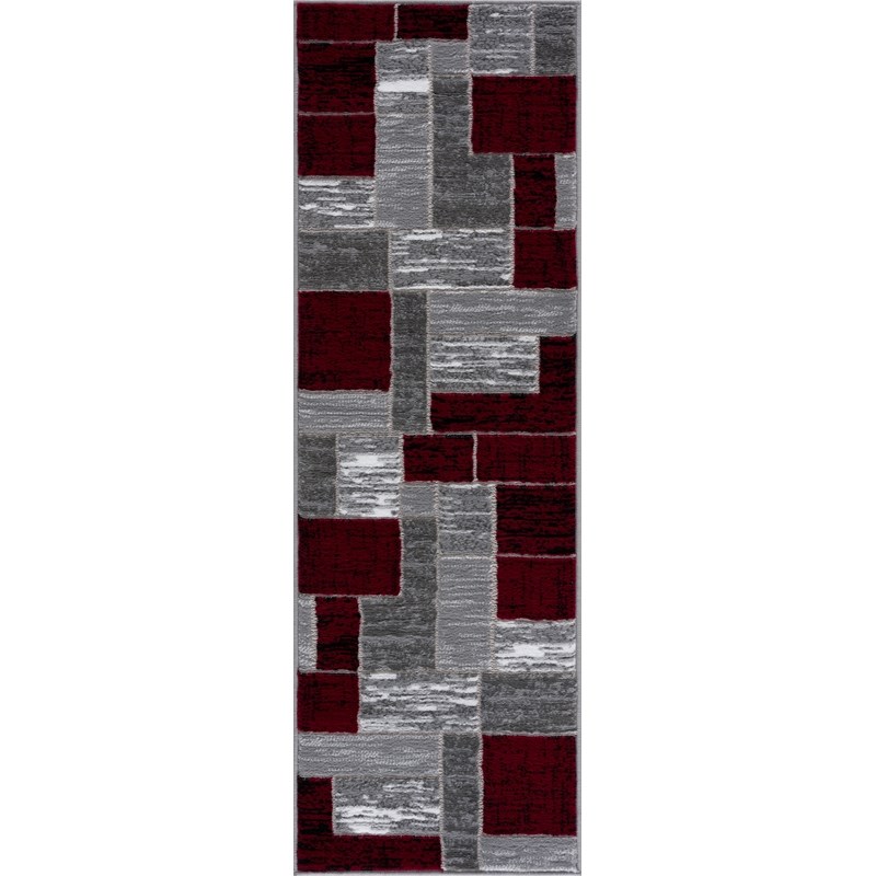 L'Baiet Verena Red Geometric 2 ft. x 3 ft. Fabric Scatter Area Rug