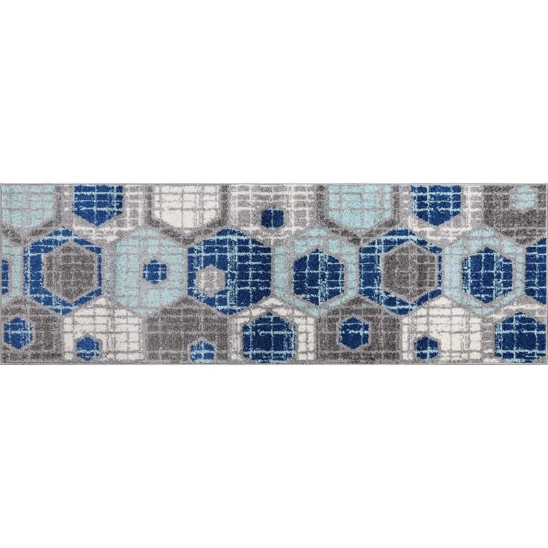 L'Baiet Amoura Blue Geometric 4 ft. x 6 ft. Fabric Area Rug