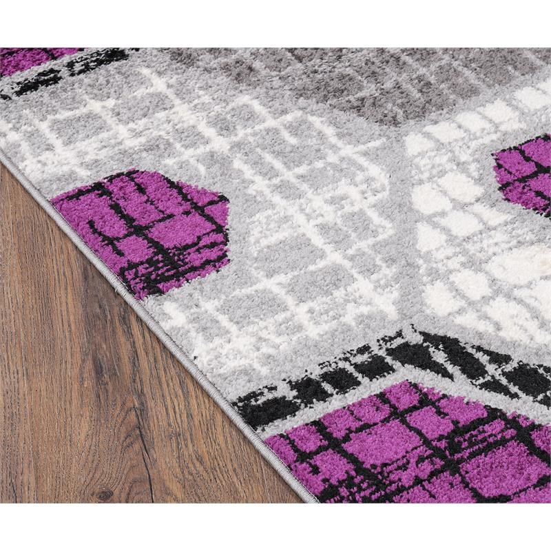 L'Baiet Amoura Purple Geometric 2 ft. x 6 ft. Fabric Runner Rug