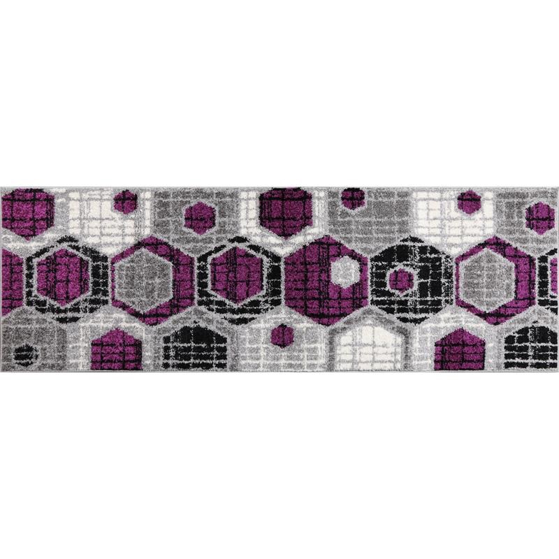 L'Baiet Amoura Purple Geometric 2 ft. x 6 ft. Fabric Runner Rug