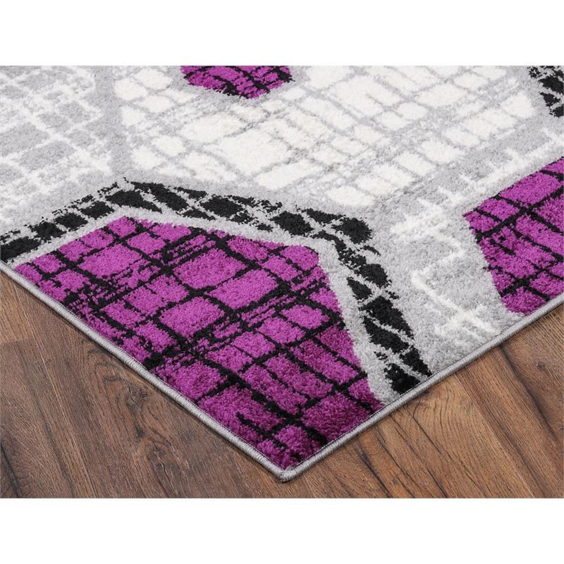 L'Baiet Amoura Purple Geometric 8 ft. x 10 ft. Fabric Area Rug