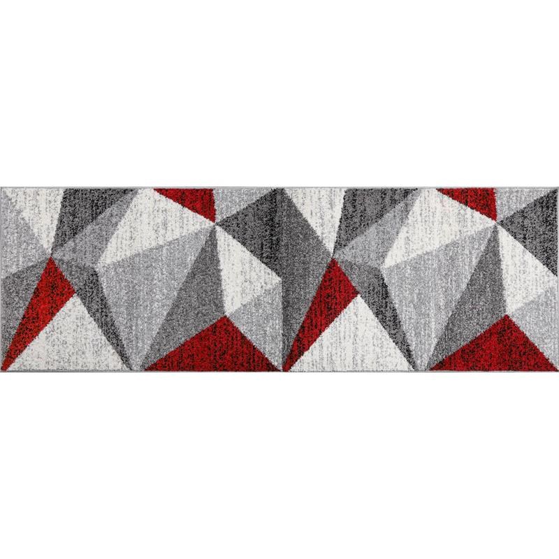 L'Baiet Yaritza Red Geometric 2 ft. x 6 ft. Fabric Runner Rug