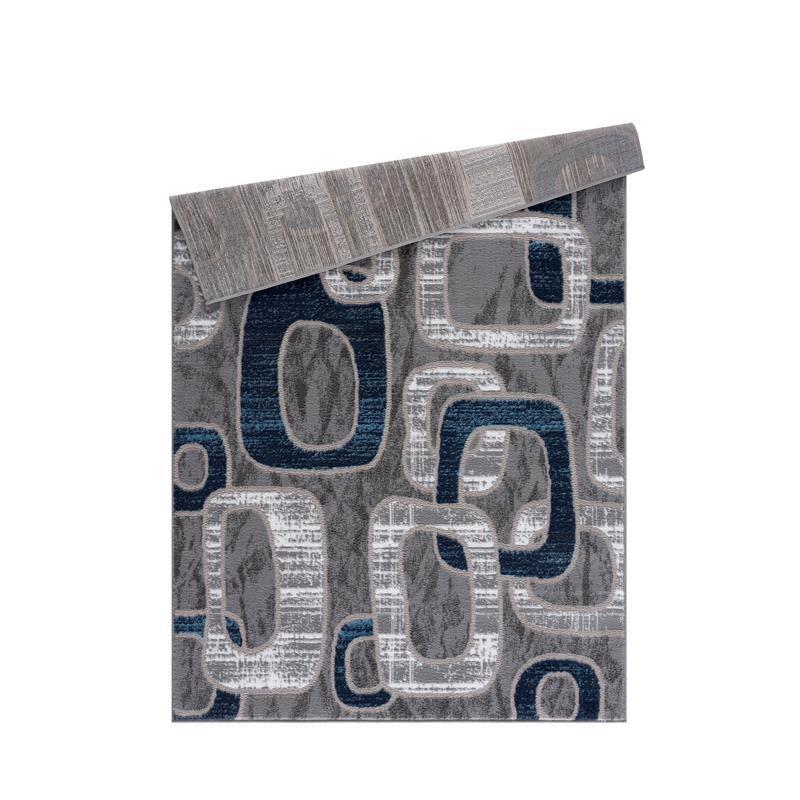 L'Baiet Emberly Blue Geometric 2 ft. x 6 ft. Fabric Runner Rug
