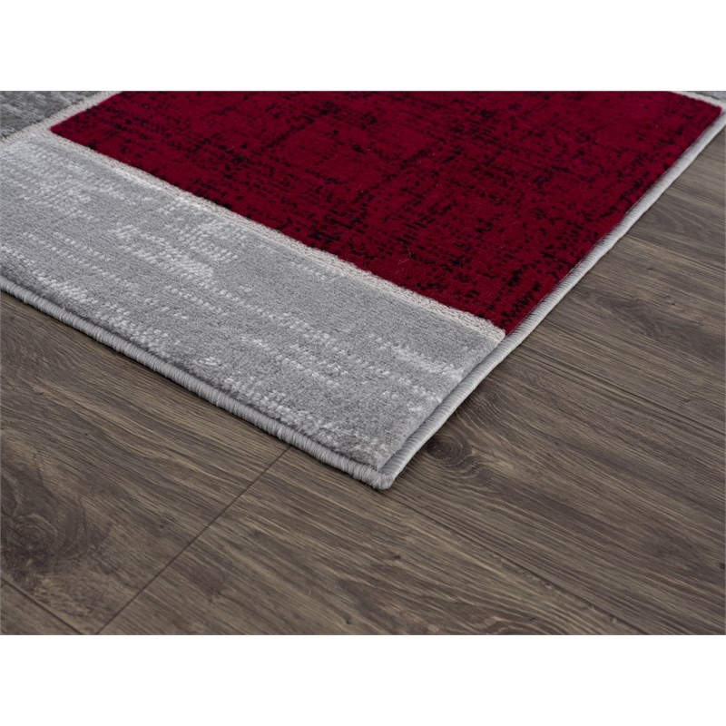 L'Baiet Verena Red Geometric 5 ft. x 7 ft. Fabric Area Rug