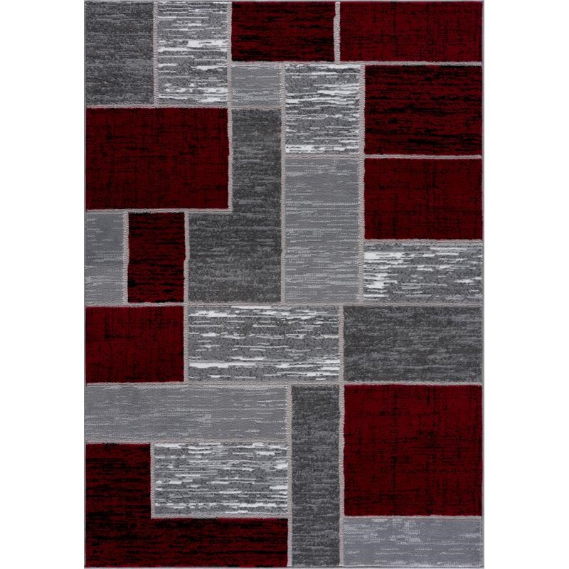L'Baiet Verena Red Geometric 8 ft. x 10 ft. Fabric Area Rug