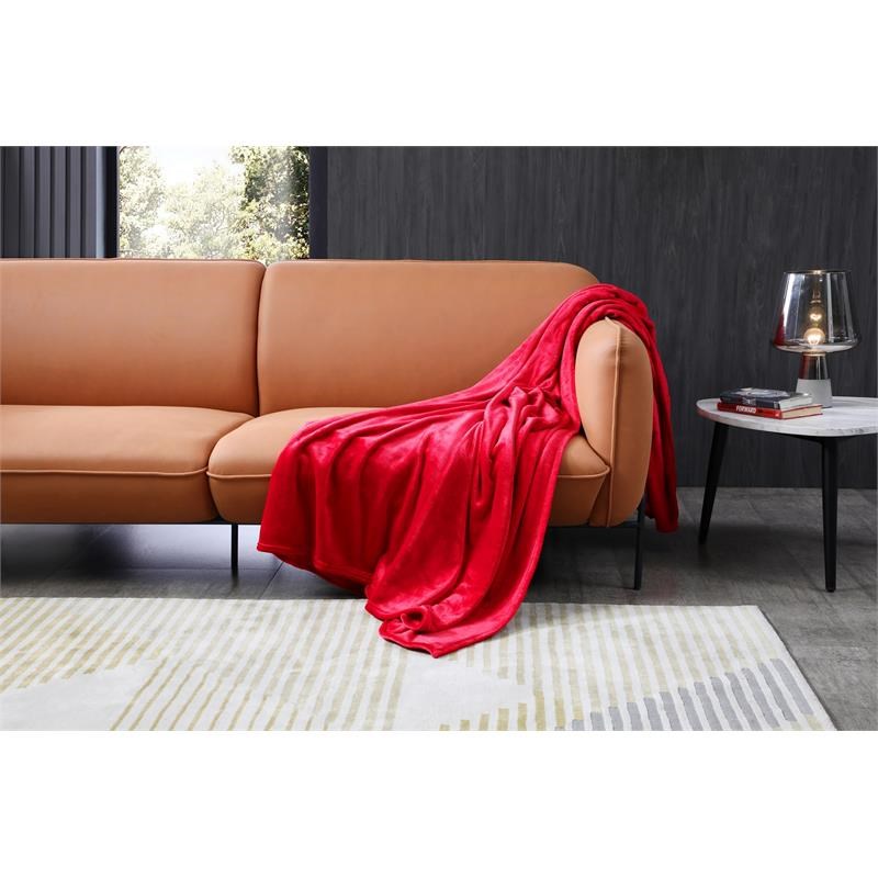 L'Baiet Red Fleece Queen Blanket Plush Microfiber Polyester
